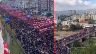 Mersin'de gerçekleşen CHP mitingindeki kalabalık yüksek bir noktadan kameralara kaydedildi